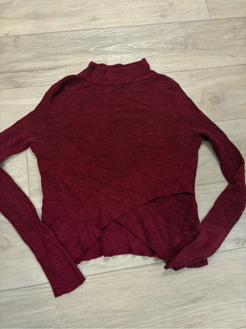 Free People Burgundy Cowl Mock Neck Sweater